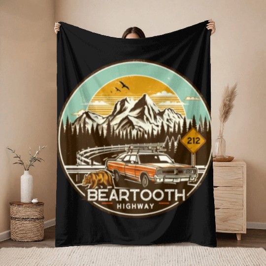 Beartooth Highway US 212 Throw Blankets