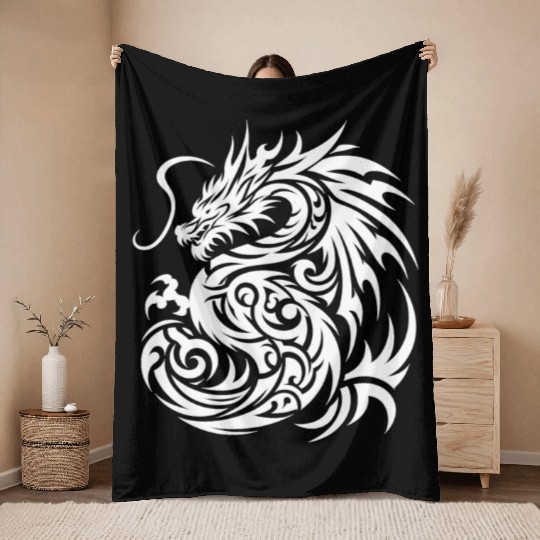 Dragon T Tattoo Artistic Design Throw Blankets