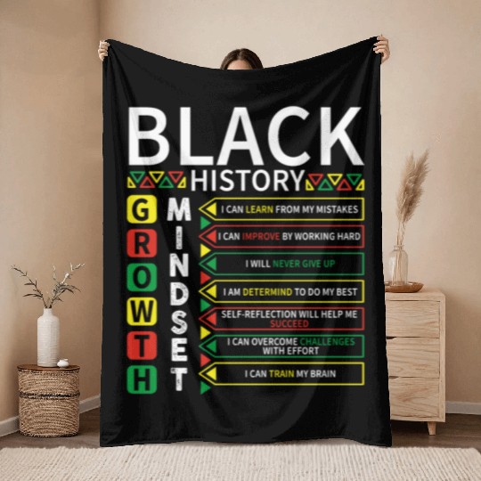 Growth Mindset Definition Black History Month Throw Blankets