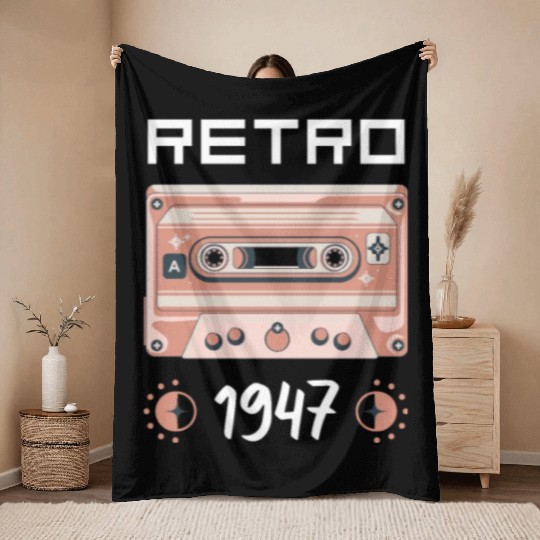 Retro Tape Music Nostalgia Vintage 1947 Throw Blankets