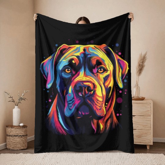 Watercolor Colorful Cane Corso Throw Blankets