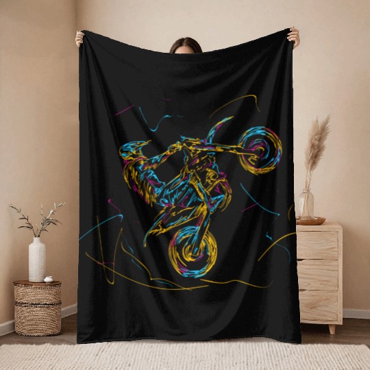 Dirt Bike Motocross Throw Blankets
