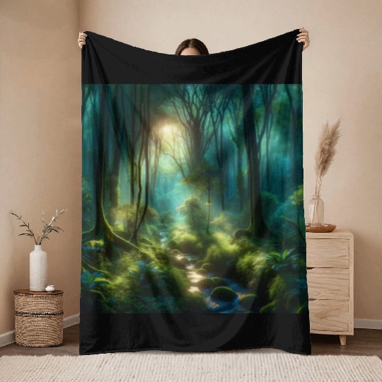 Twilight Enchantment A Mystical Forest Scene Throw Blankets