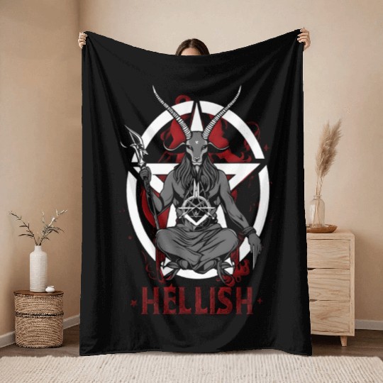 Hellish Satan Baphomet Throw Blankets