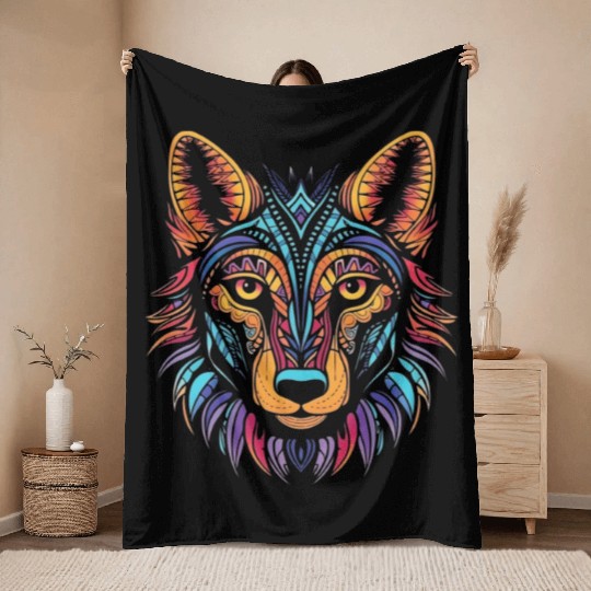 German Shepherd Funny Dog Street Art Comic Pet Throw Blankets