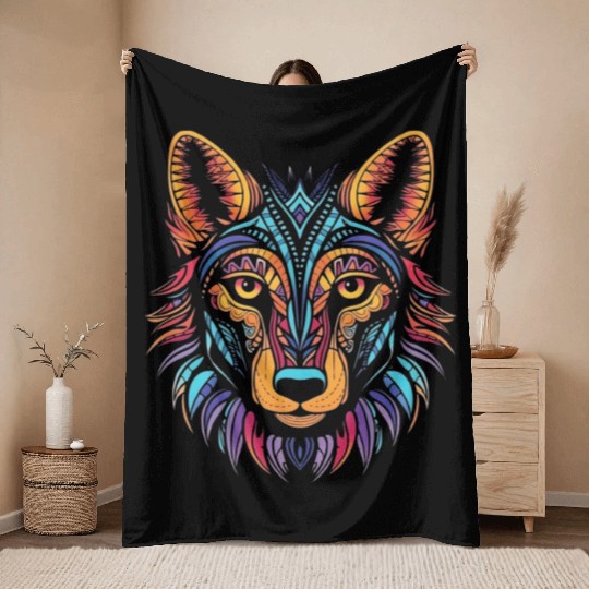 German Shepherd Funny Dog Street Art Comic Pet Throw Blankets