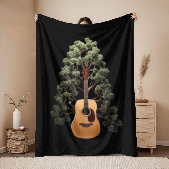Acoustic Guitar Throw Blankets Tree of Life Guitar