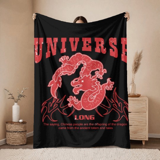 new year chinese dragon Throw Blankets