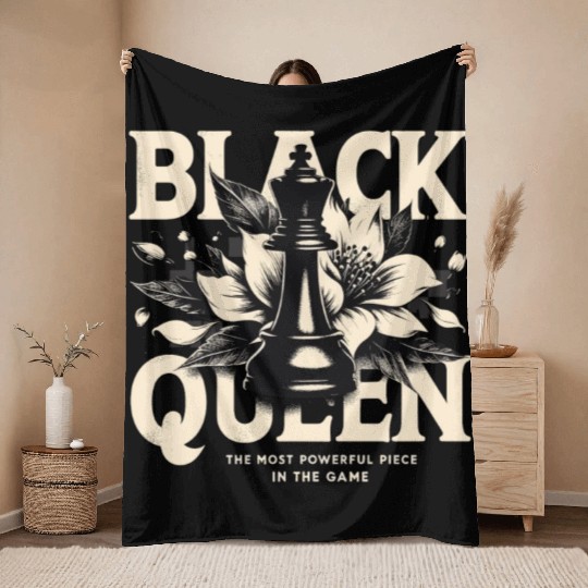 Black Queen The Most Powerful Chess African USA Throw Blankets