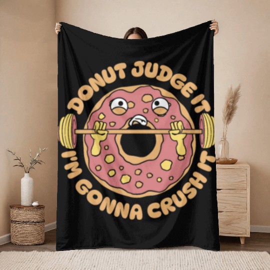 Fitness Donut Funny Donut Gym Throw Blankets