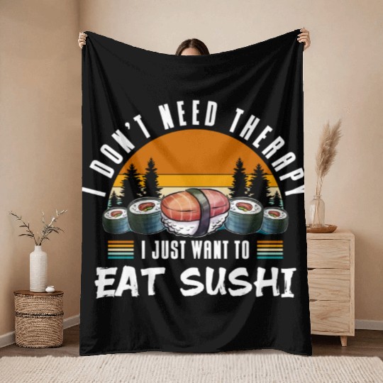 Japan Fish Nigiri Chopsticks Throw Blankets
