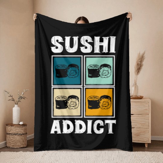 Sushi Delicious Kawaii Cuisine Throw Blankets