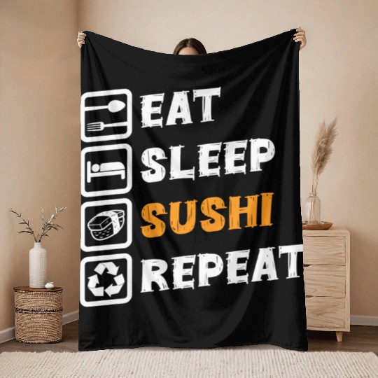 Sushi Fish Soy Throw Blankets