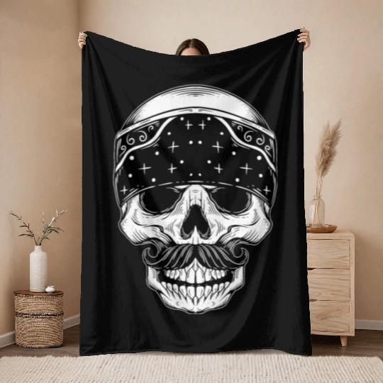 Skull Mafia Head use Bandana Throw Blankets