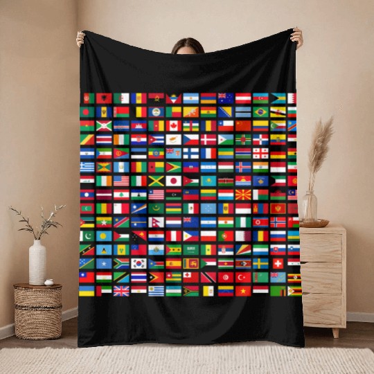 Flags Of The Countries Of The World Throw Blankets