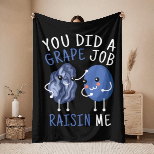 Grape Job Raisin Grapes Throw Blankets