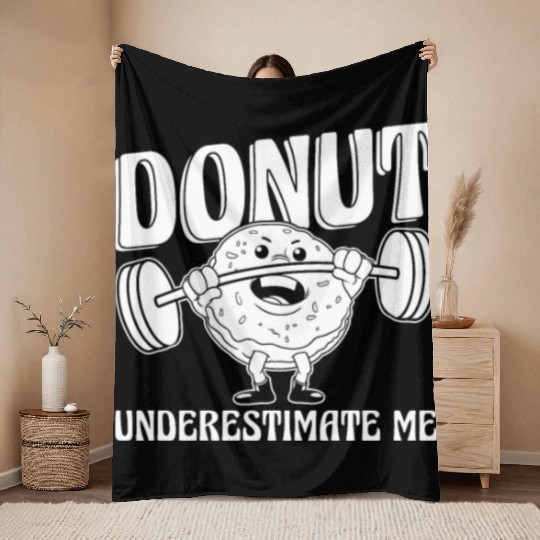 Fitness Donut Funny Donut Gym Throw Blankets