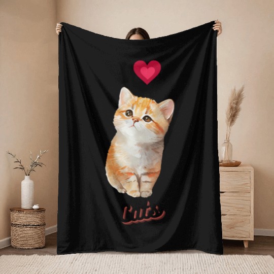 I love Cats design, cool cute gift idea for girls Throw Blankets
