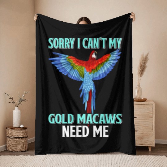 Gold Macaw Ornithologist Enthusiast Gift Throw Blankets