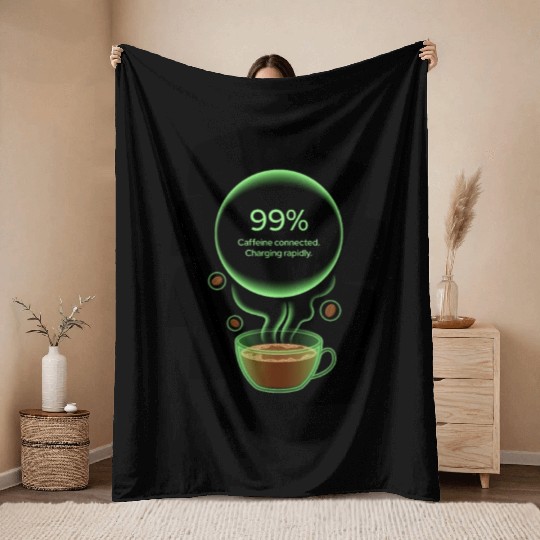 Caffeine charging - charging rapidly Throw Blankets