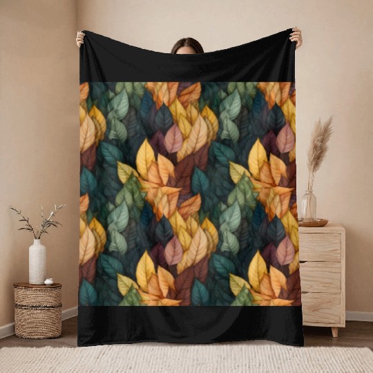 Colorful Fall Leaves Pattern Throw Blankets