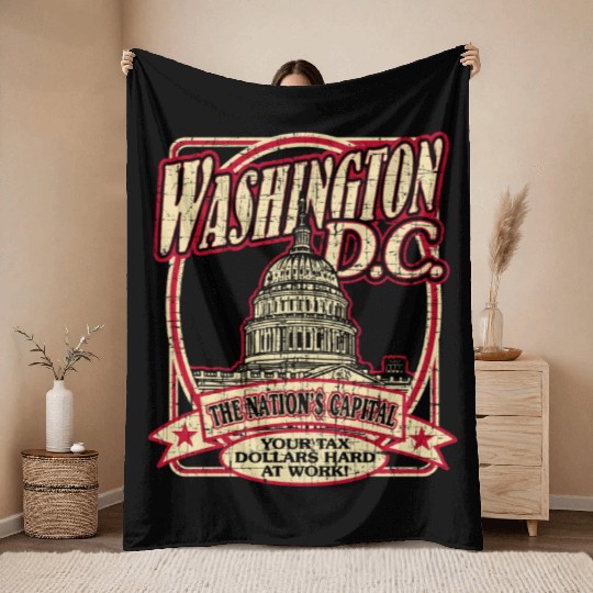Washington D.C. Souvenir Satire Throw Blankets