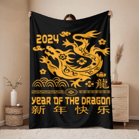 Zodiac Chinese New Year 2024 | Year Of The Dragon Throw Blankets