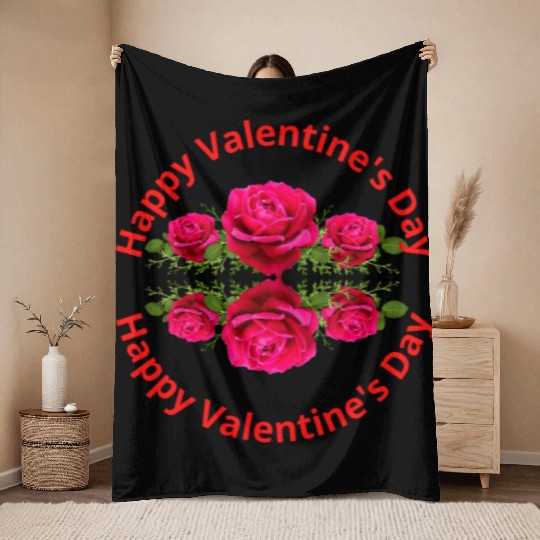 Happy Valentine's Day Throw Blankets