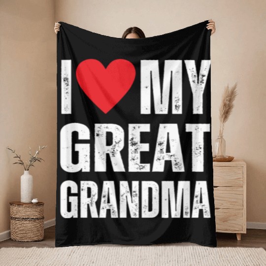 I Love My Great Grandma Throw Blankets