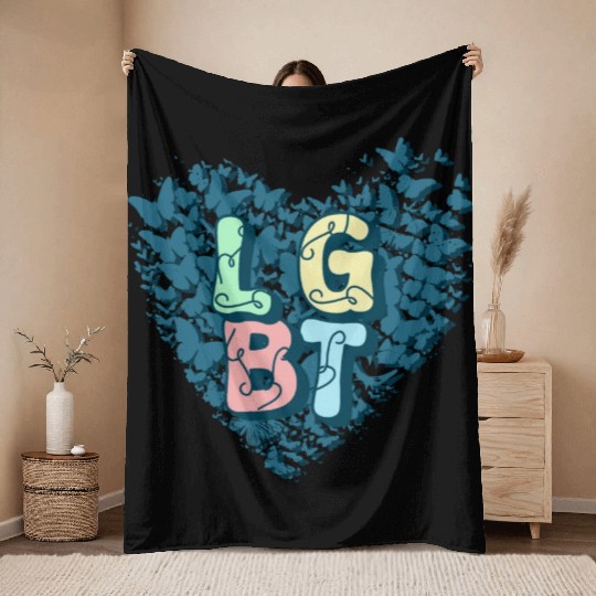 Fluttering Freedom: LGBT Butterfly Throw Blankets