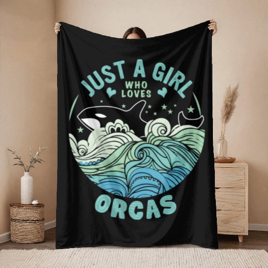 Just A Who Loves Orcas Sea Ocean Er Whales Throw Blankets