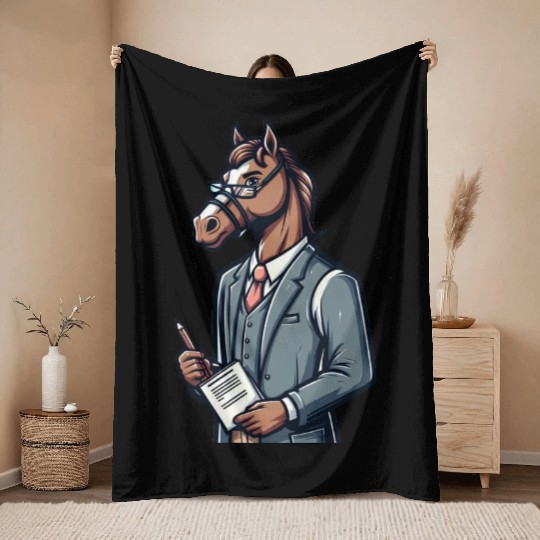 Cute Horse Teacher Throw Blankets