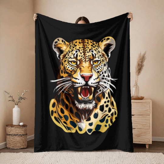 The jaguar Throw Blankets