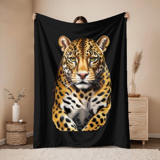 The jaguar Throw Blankets