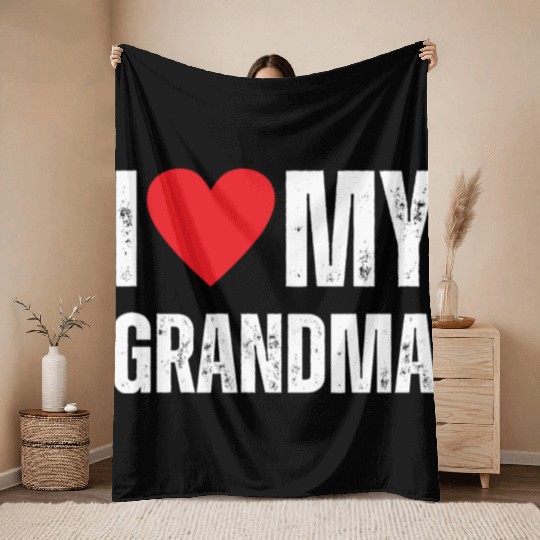 I Love My Grandma Throw Blankets