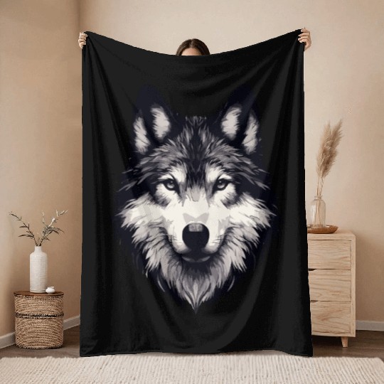 Mystic Alpha Wolf Throw Blankets