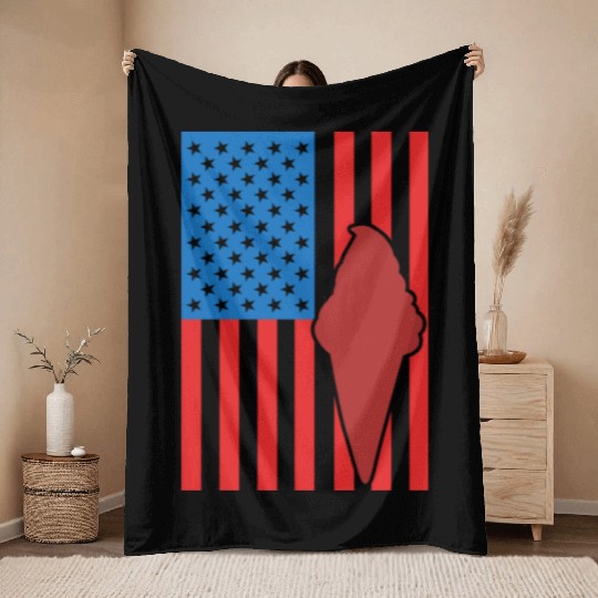 Ice Cream US Flag Throw Blankets