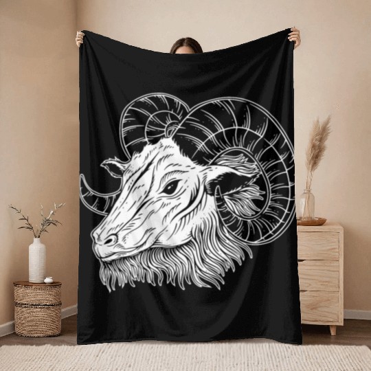 Baphomet Goat Horn Art Throw Blankets