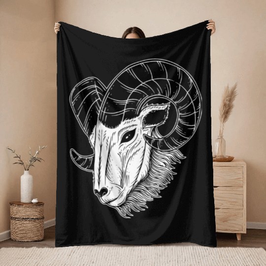 Dark Baphomet Goat Art Throw Blankets