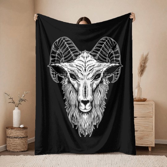 Baphomet Goat Devil Head Throw Blankets