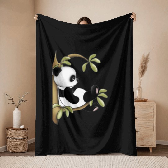 The Baby Panda Throw Blankets