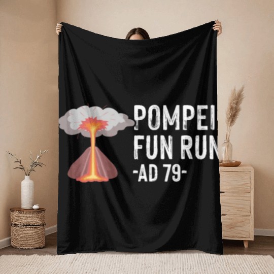 Pompeii Fun Run Italian Volcano Geeks Throw Blankets