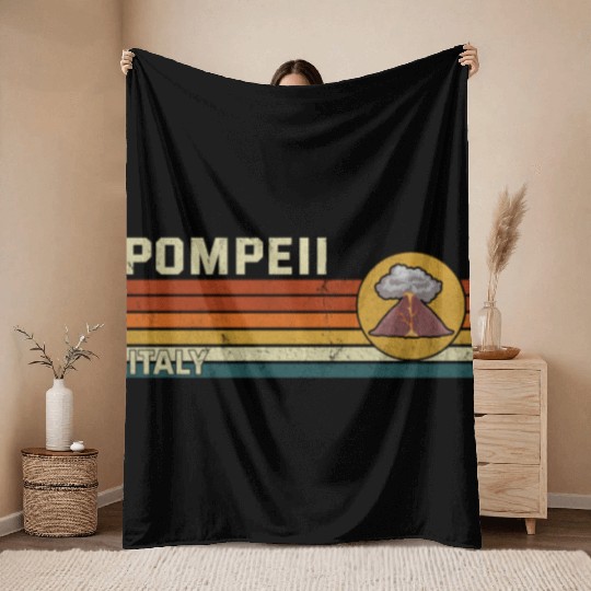 Pompeii Italy Vintage Volcanic Eruption Gift Throw Blankets