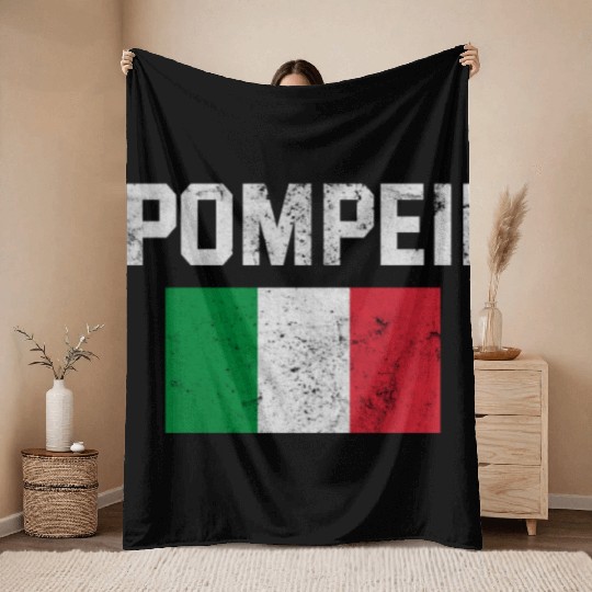 Pompeii Flag Italy Geology Throw Blankets