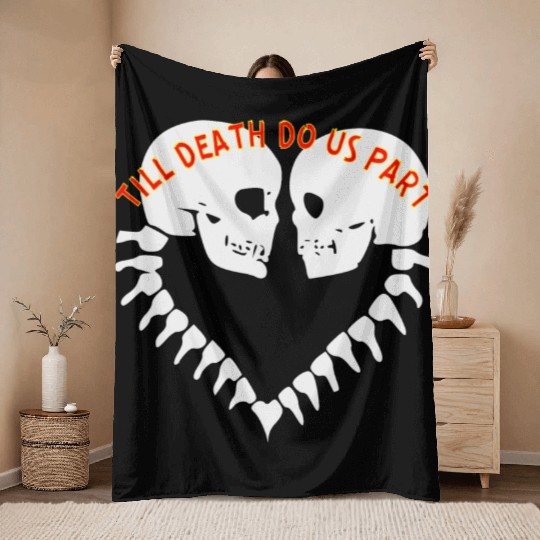 Skulls Till Death Do Us Part Heart © Throw Blankets