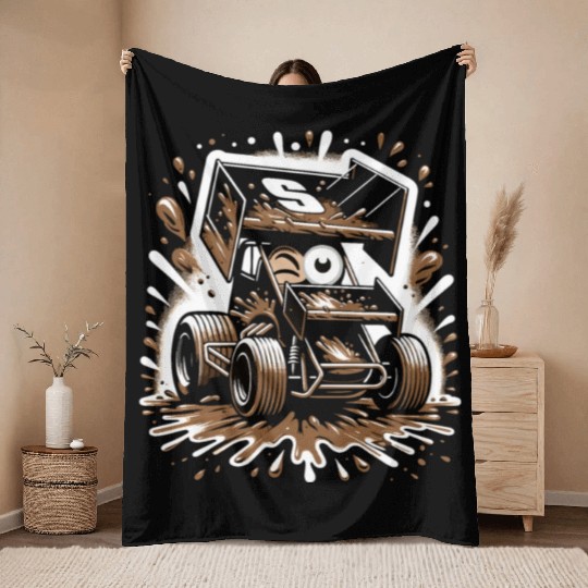 Sprint Car Mom Dirt Track Racing Racing Race Day Throw Blankets