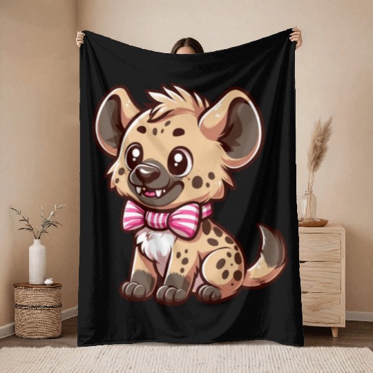 Playful Hyena Cartoon Throw Blankets