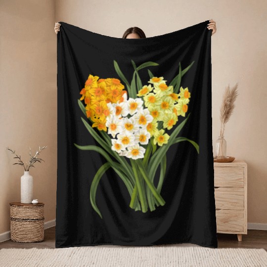 Daffodil Bunch Daffodils He Daffodil Throw Blankets