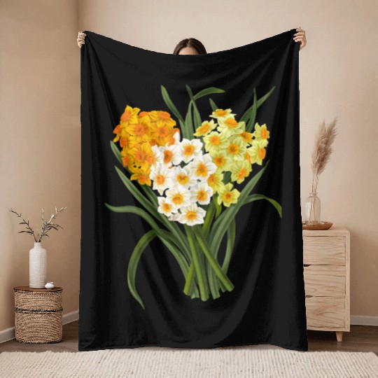 Daffodil Bunch Daffodils He Daffodil Throw Blankets