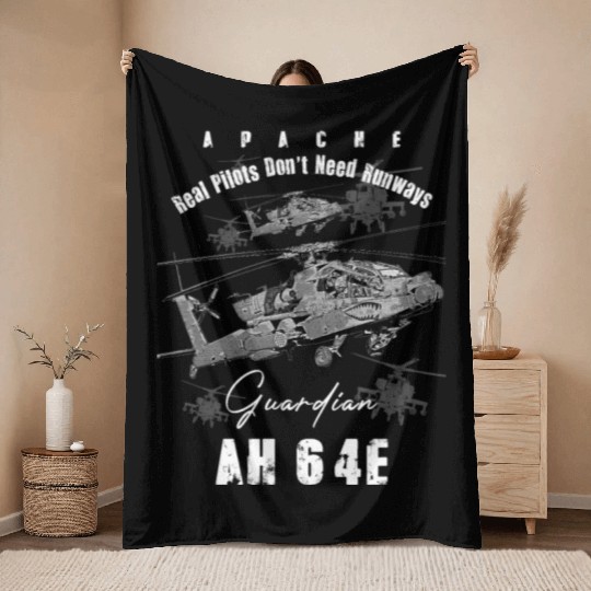 AH64 Apache Us Air Force attack helicopter with c Throw Blankets